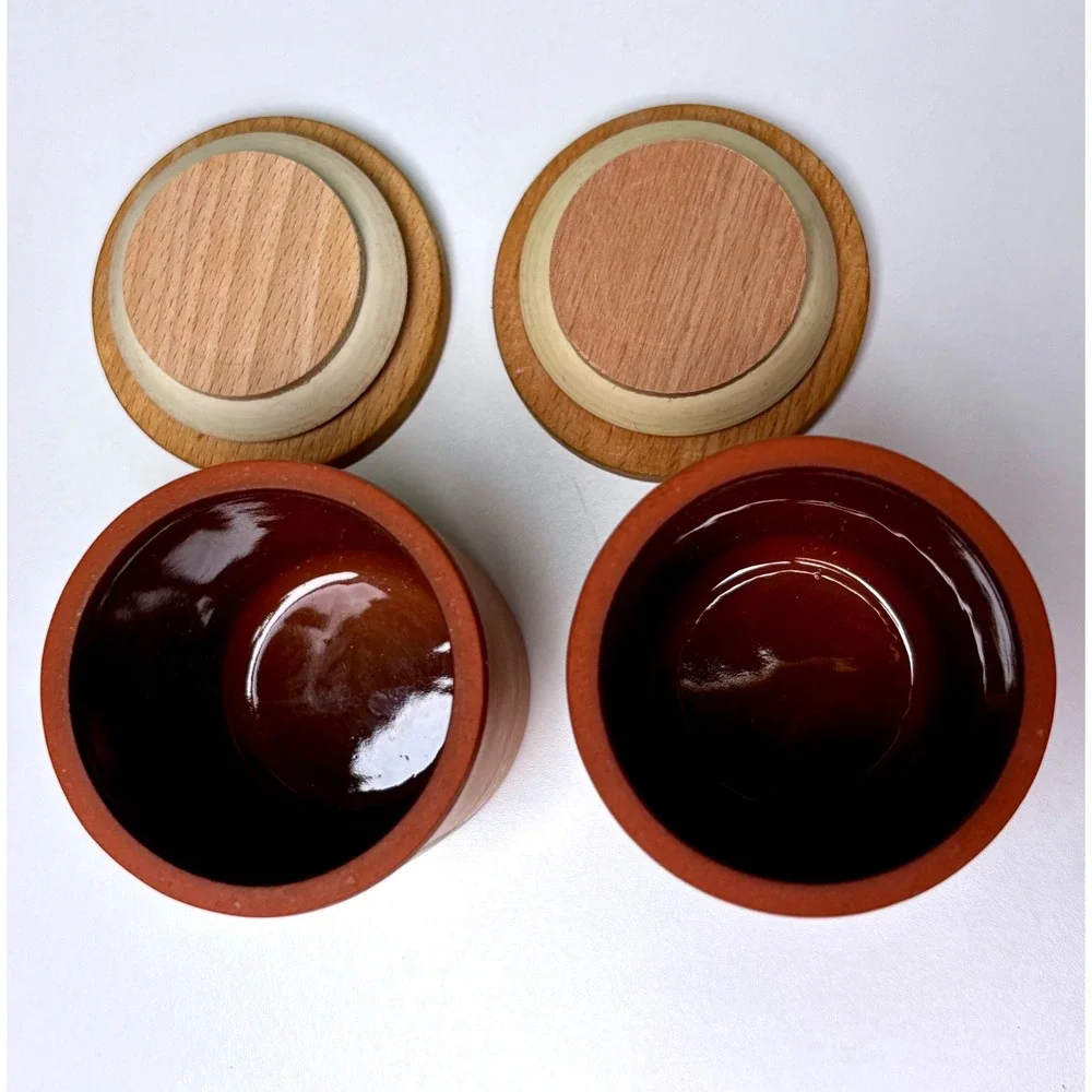 Henry Watson‎ Pottery Spice Canister Set Small Terracotta Nutmeg Cloves Suffolk
